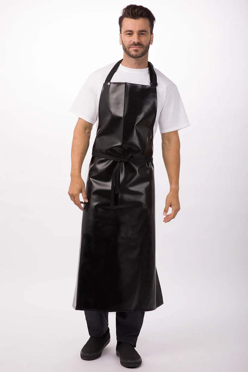 Long PVC Bib Apron Black - Foot Zone