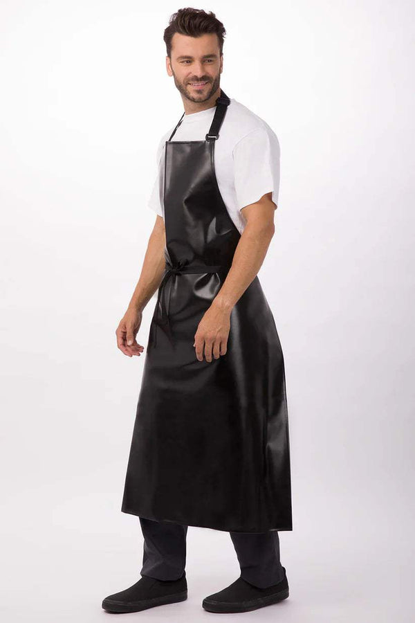 Long PVC Bib Apron Black - Foot Zone