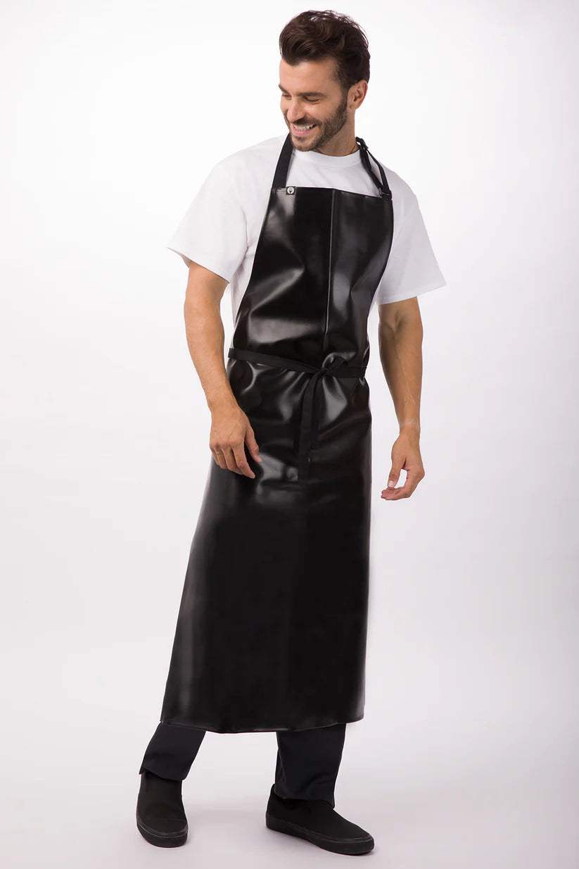 Long PVC Bib Apron Black - Foot Zone