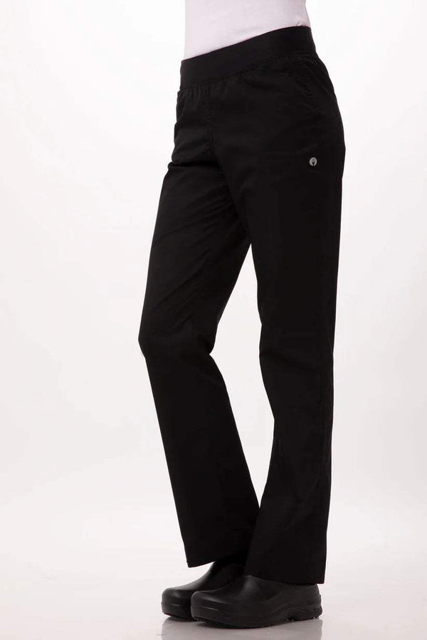 Lightweight Slim Women's Chef Pants Black - Foot Zone