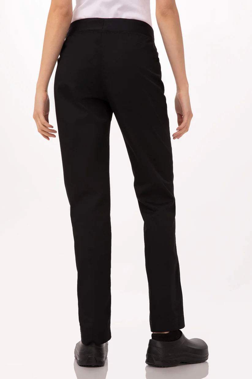 Lightweight Slim Women's Chef Pants Black - Foot Zone