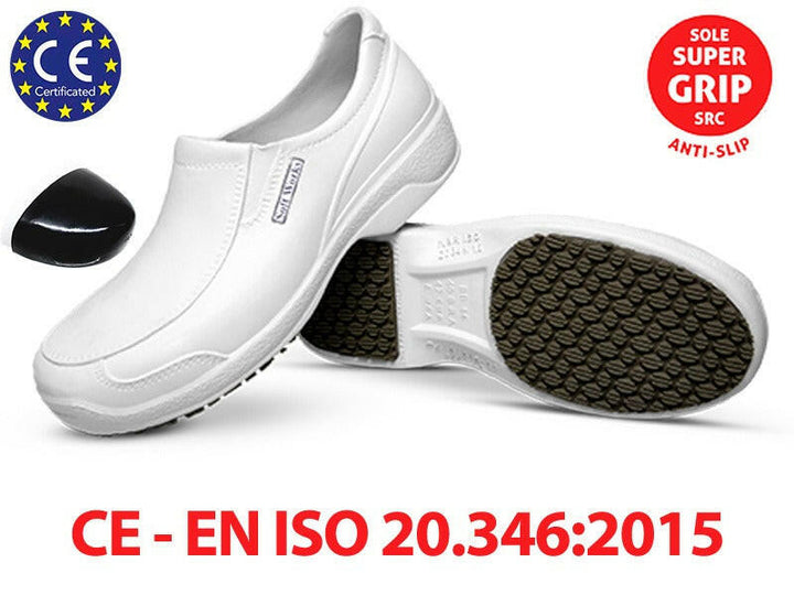 Ref. BB66  NON-SLIP SHOES WITH TOE CAP WHITE.