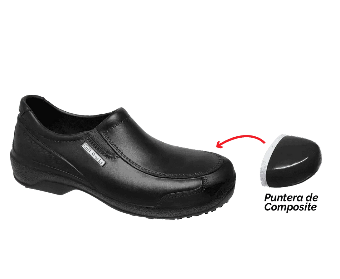 Ref. BB66  NON-SLIP WORK CLASSIC SHOES WITH TOE CAP BLACK - Foot Zone